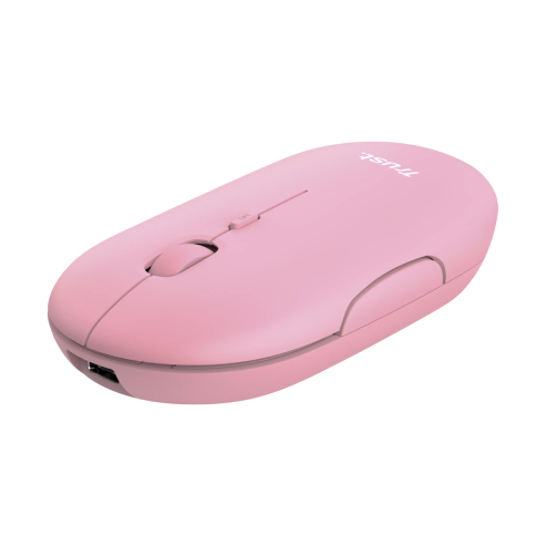 Souris Ultra-Plate Sans Fil Rechargeable Rose - Trust.