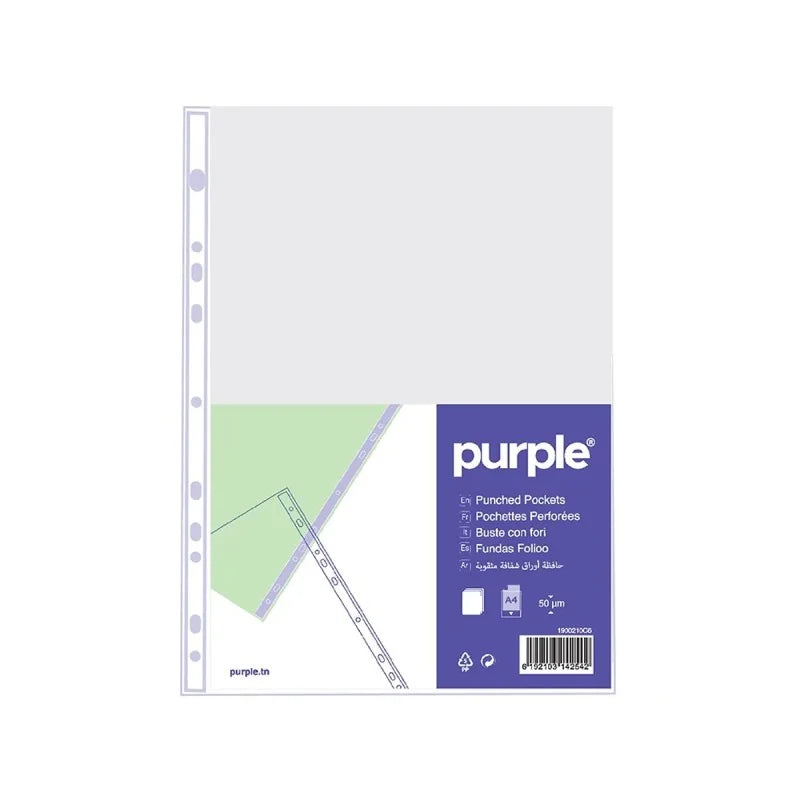 Pochettes Perforées – 100 pcs – 50 microns – Incolore – Purple.