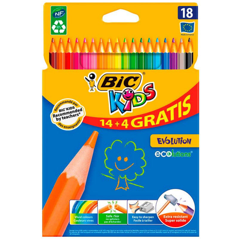 BIC - Paquet de 18 Crayons Coloriage Kids Evolution