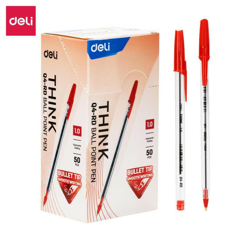 STYLO A BILLE 1MM [PQT 50] REF EQ4-RD DELI ROUGE (300/1800).