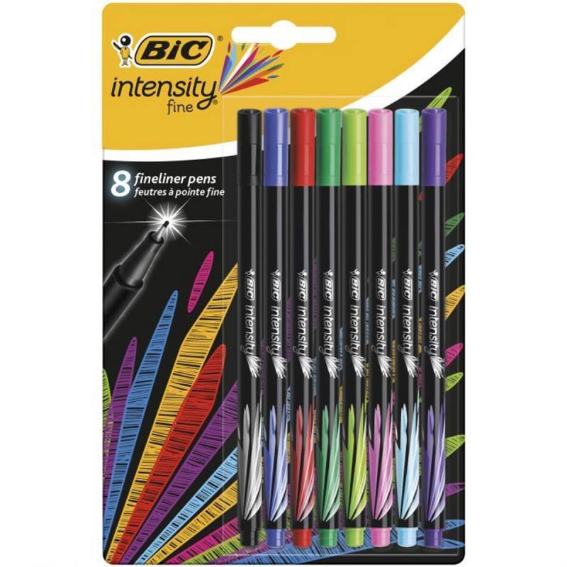 BIC - Pochette de 8 Stylos Feutres Intensity à Pointe Fine.