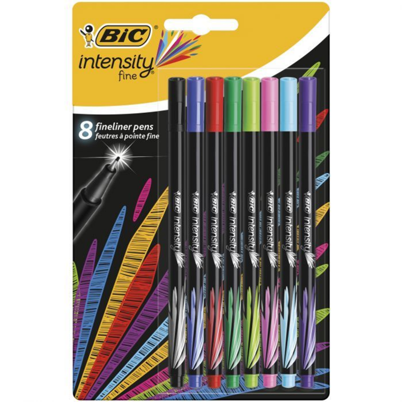 BIC - Pochette de 8 Stylos Feutres Intensity à Pointe Fine