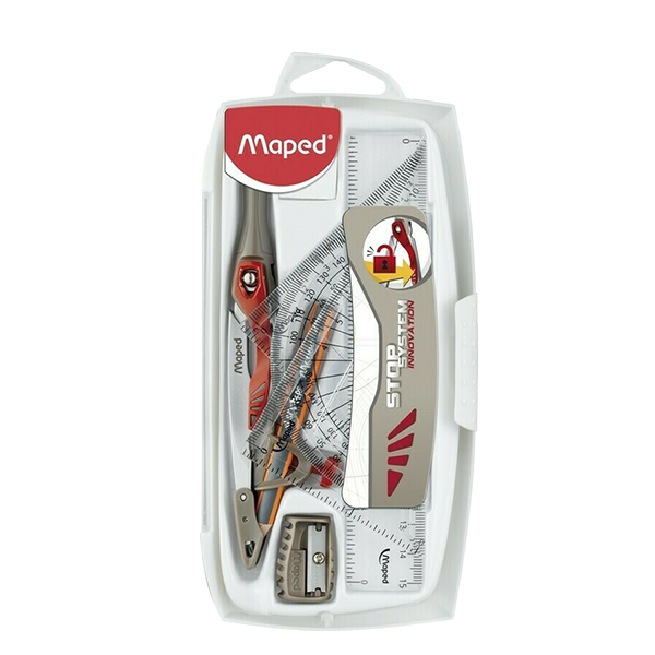 Maped - Boîte Géométrique Stop System 8pcs - Réf. 196608.