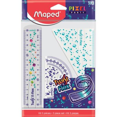 Pochette Géométrie Twistlex Pixel Maped – 3 Pièces 15cm
