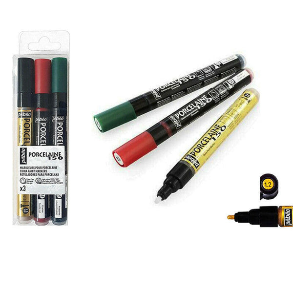 Set 3 Marqueurs Porcelaine Base Eau, Porcelaine 150 - Pébéo.