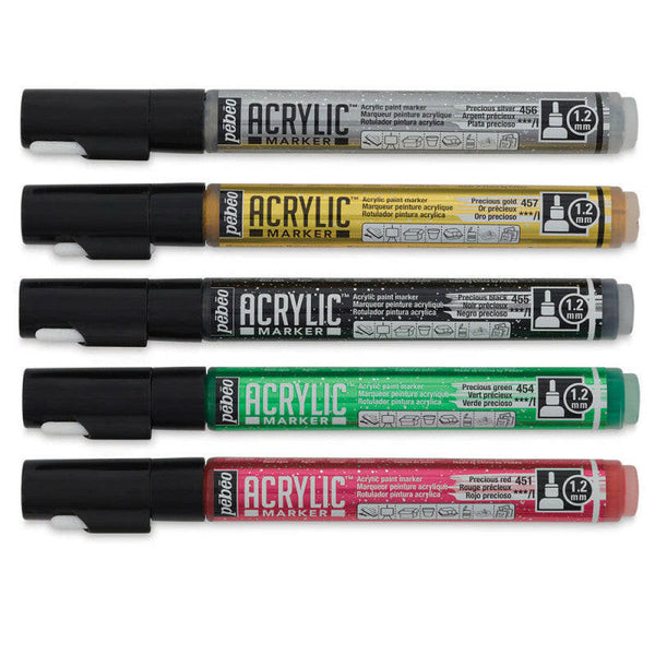 Set 5 Marqueurs Acrylique, 1-2mm - Pébéo.