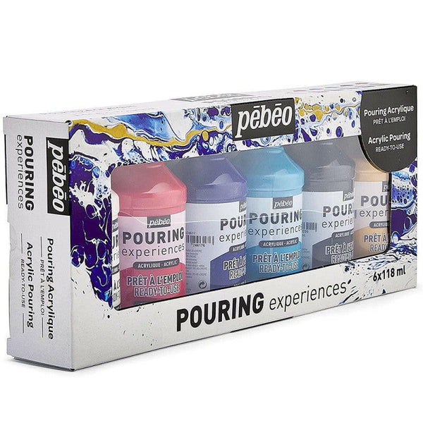 Set 6 Peintures Acrylique, Pouring Experiences - Pébéo.