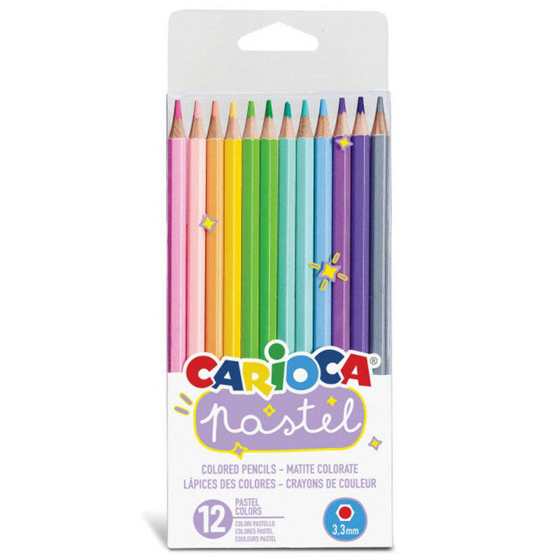 Set De 12 Crayons Hexagonal Pastel - Carioca.