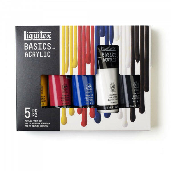 Set de 5 Tubes de Peinture Acrylique Liquitex Basics (118 ml).