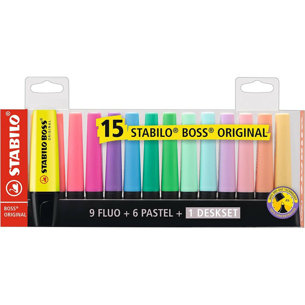 Set De 15 Surligneurs Pastel - Stabilo Boss Original.