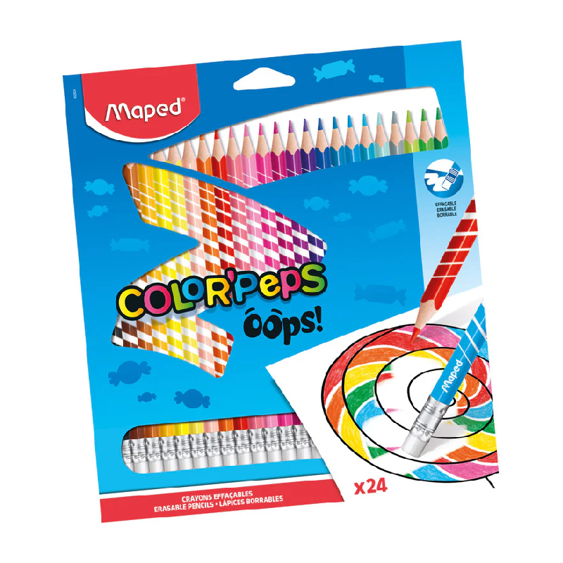 Maped - Pochette de 24 Crayons Couleur Effac Color’Peps Oops