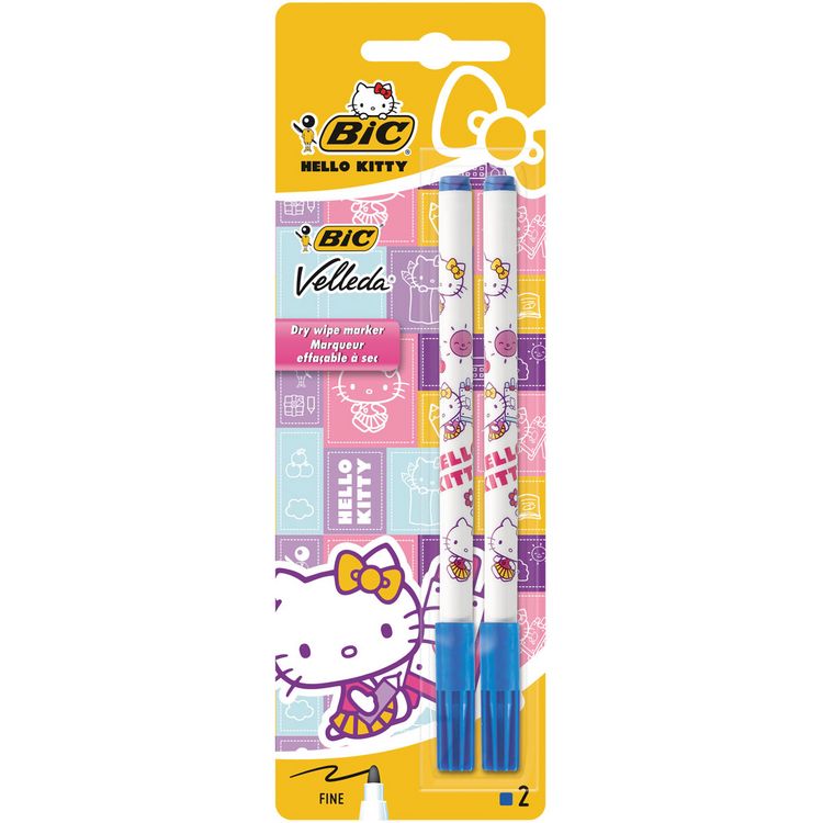 MARQUEUR TABLEAU BIC VELLEDA HELLO KITTY 1721 BLEU SET DE 2